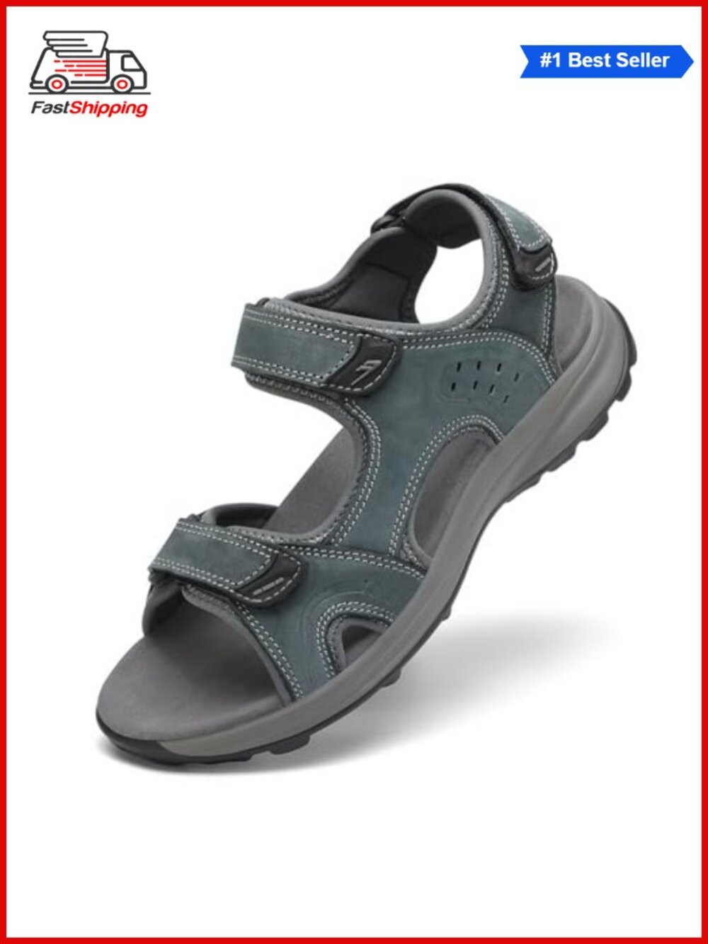 ✨FLARUT Men's Leather Athletic Sandals Hiking Open Toe Water Shoes